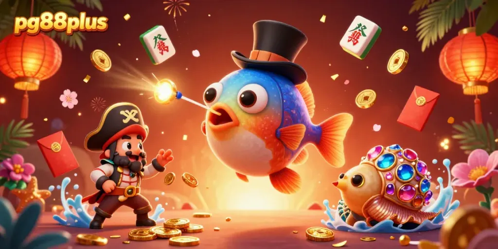 Spin the reels at pg88plus with a vibrant underwater casino scene featuring unique characters and elements.