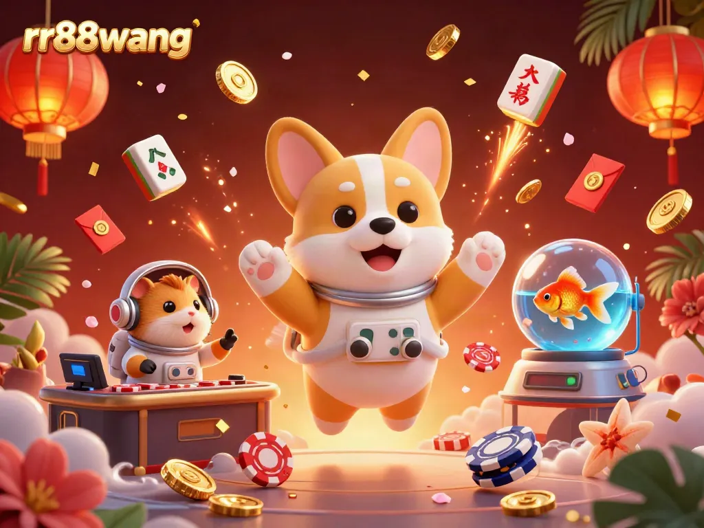 Experience thrilling gameplay with rr88wang in this lively space casino illustration.