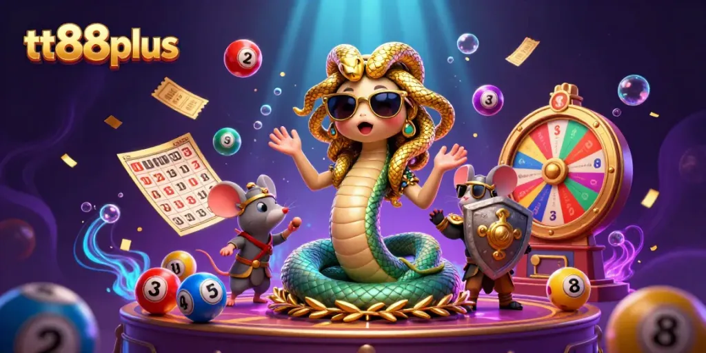 Experience thrilling games at tt88plus with golden bingo cards and colorful lottery balls.