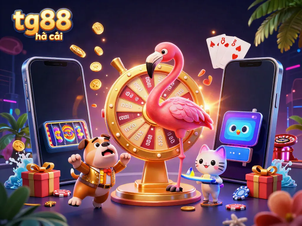 Experience the excitement at tg88 nhà cái with animated characters celebrating big casino wins.