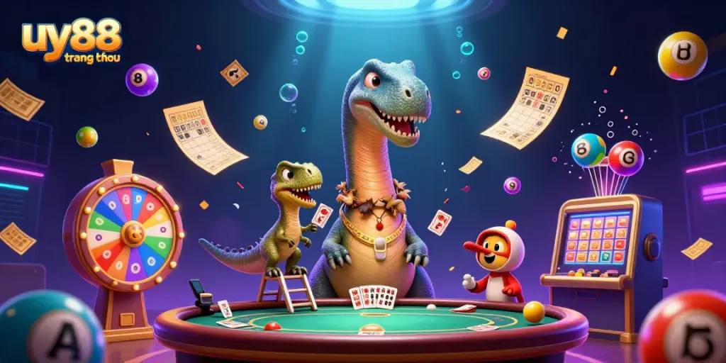 Experience vibrant gaming fun with uy88 trang chủ set in a thrilling casino scene.