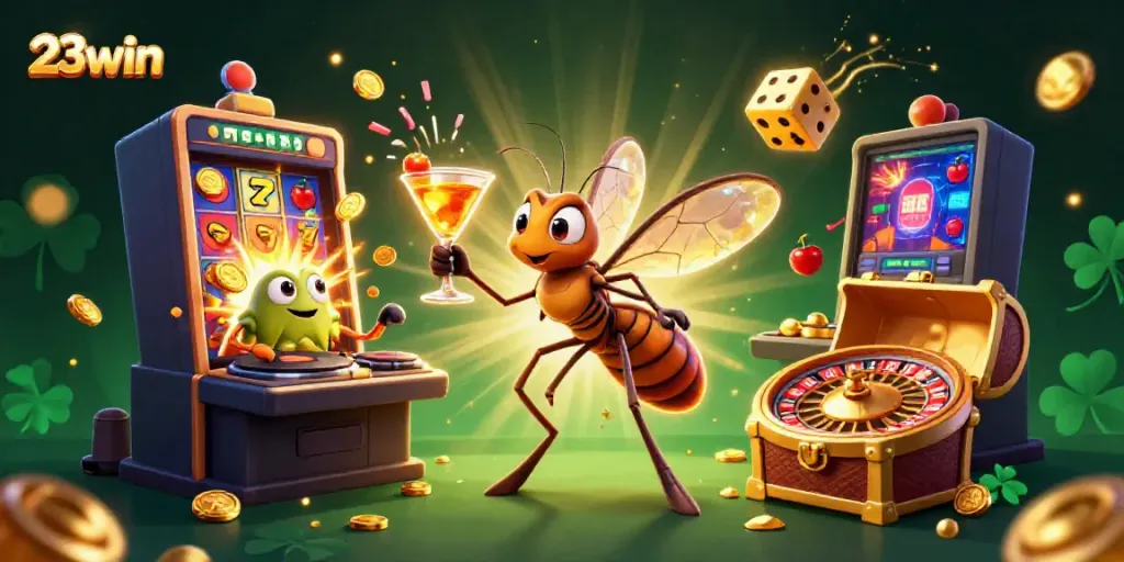 Experience the thrill of 23win with a vibrant 3D casino illustration showcasing an engaging gaming environment.