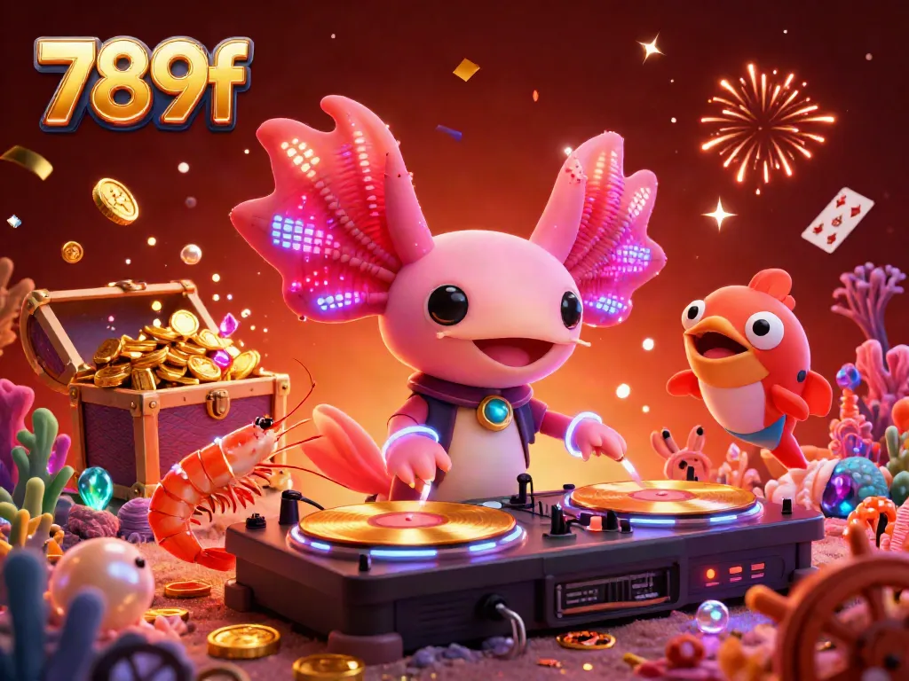Experience the vibrant energy of 789f with an electrifying underwater casino scene, featuring dancing creatures and gold coins.