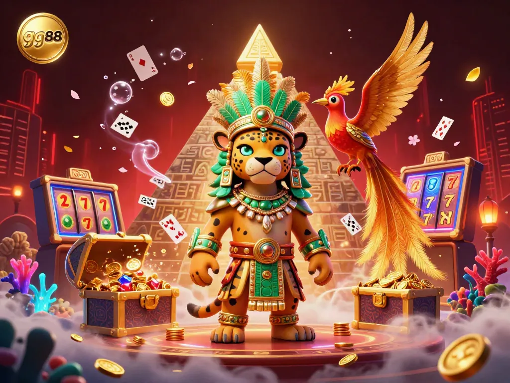 Engage in thrilling gameplay at GG88, featuring vibrant elements and interactive characters in a dynamic casino setting.