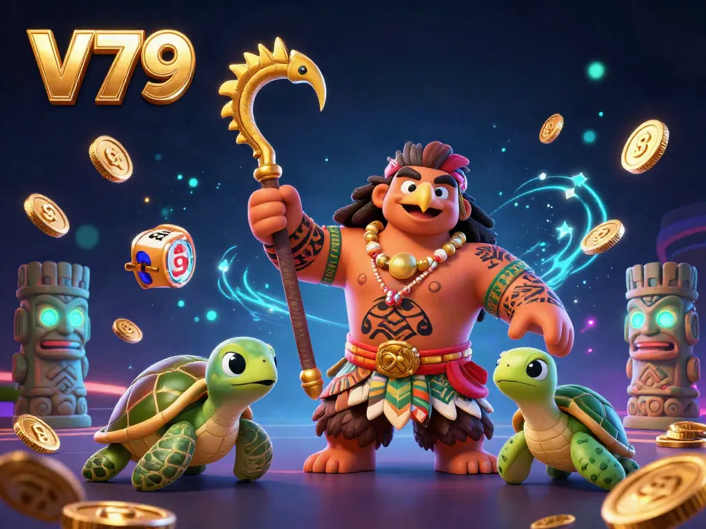 Experience the thrilling world of V79, showcasing a vibrant casino scene with dynamic gambling elements.