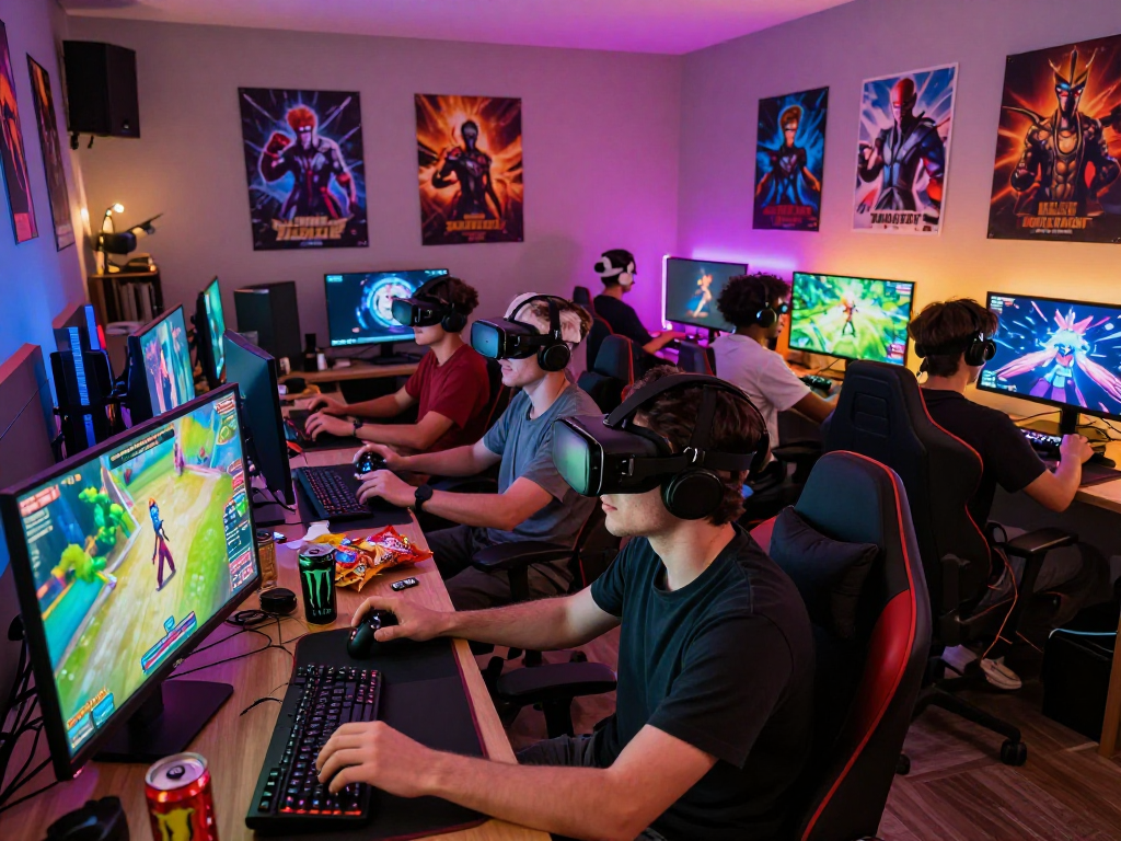 Players immersed in transformation porn games, showcasing vibrant avatars and gaming gear in a dynamic atmosphere.