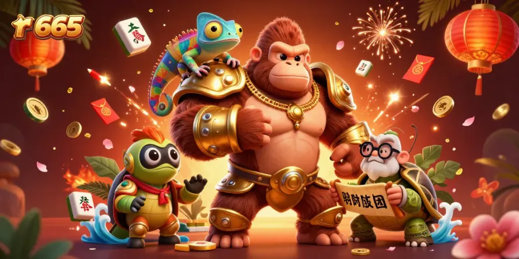Experience thrilling slots and live casino action at r 666 with vibrant characters and casino elements.