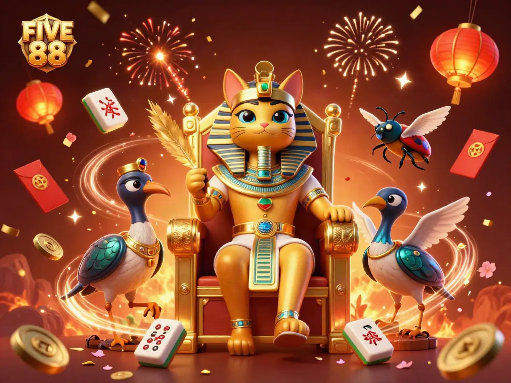 Experience the vibrant energy of FIVE 88 with festive gaming elements and celebratory visuals.