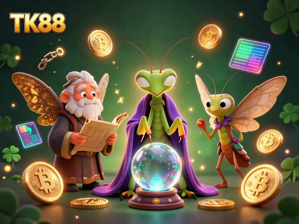 Engage with TK88's vibrant gaming atmosphere showcasing fortune tellers and mystical oracles.