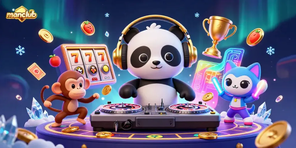 Experience thrilling gameplay at manclub with captivating characters and vibrant casino elements.