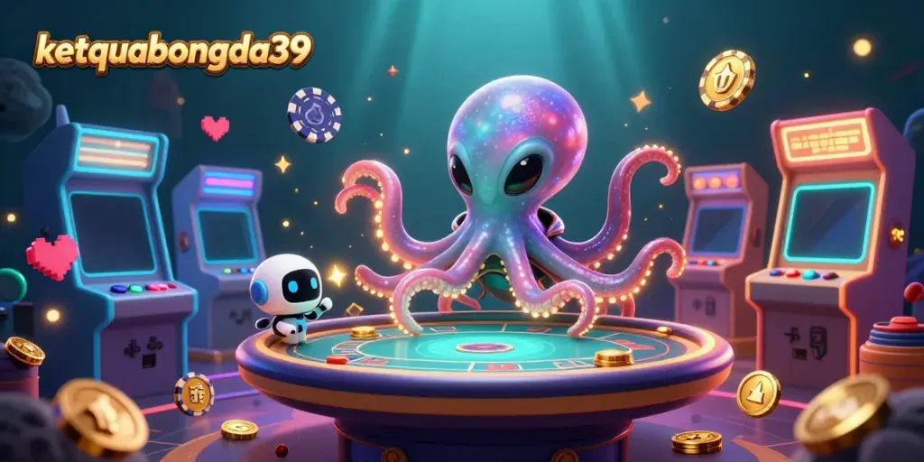 Experience ketquabongda39's vibrant alien poker scene with unique characters and dynamic gaming elements.