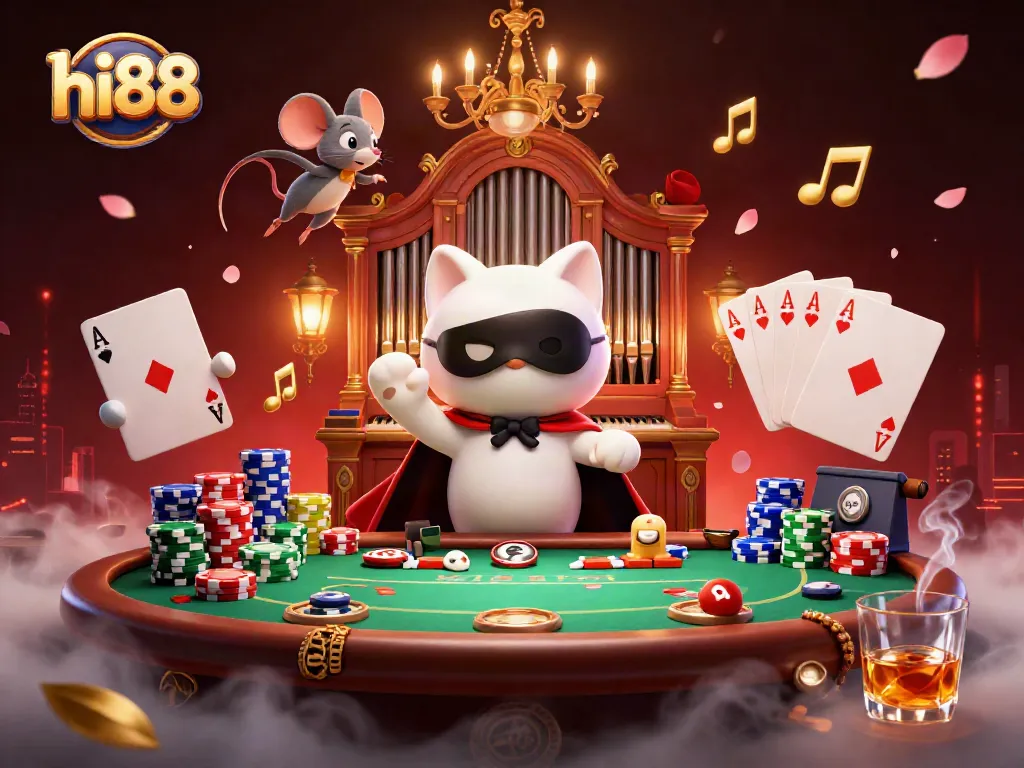 Engage in gambling excitement with hi88's dynamic casino scene featuring poker action.