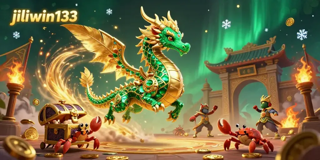 Engage with jiliwin133's vibrant 3D dragon and seahorse casino scene, showcasing dynamic gaming elements and rich visuals.