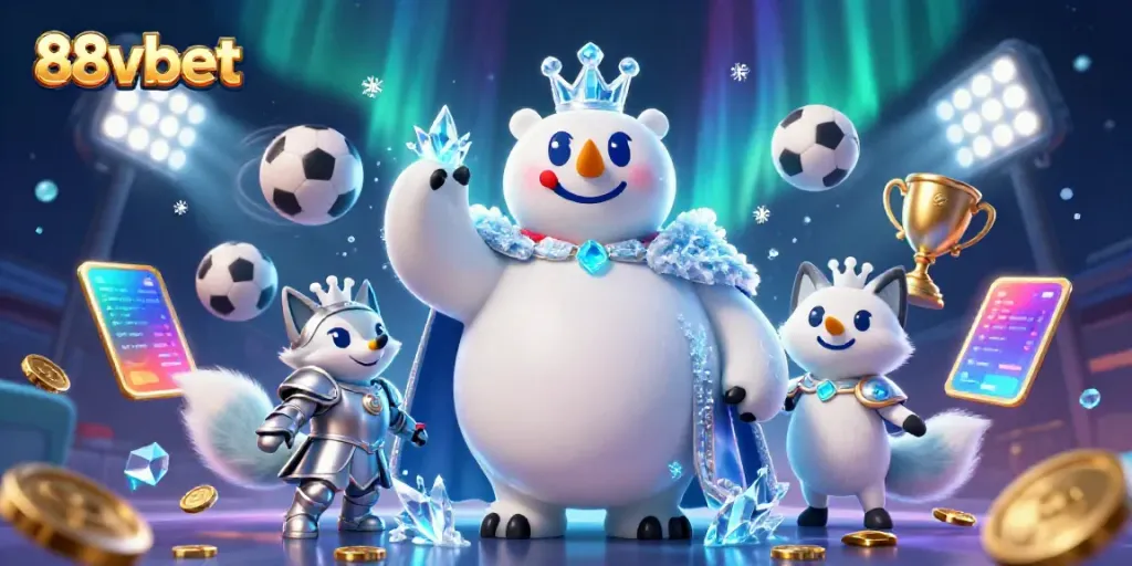Play and win with 88vbet's vibrant 3D casino-themed illustration showcasing dynamic sports betting elements.
